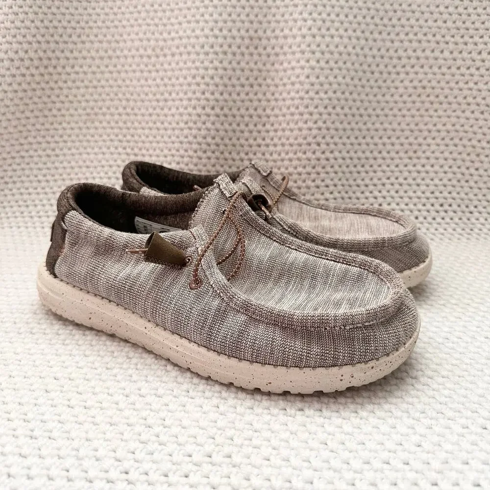 Hey Dude Men's Wally Stretch Slip On Limestone Beige Gray Casual Loafer Shoe 8